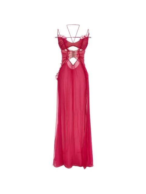 Nensi Dojaka ruffled cutout gown Red NDDR3083000400RASPBERRY