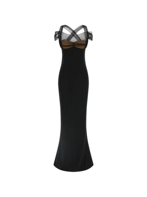 Nensi Dojaka draped tulle maxi dress Black NDDR3001002100