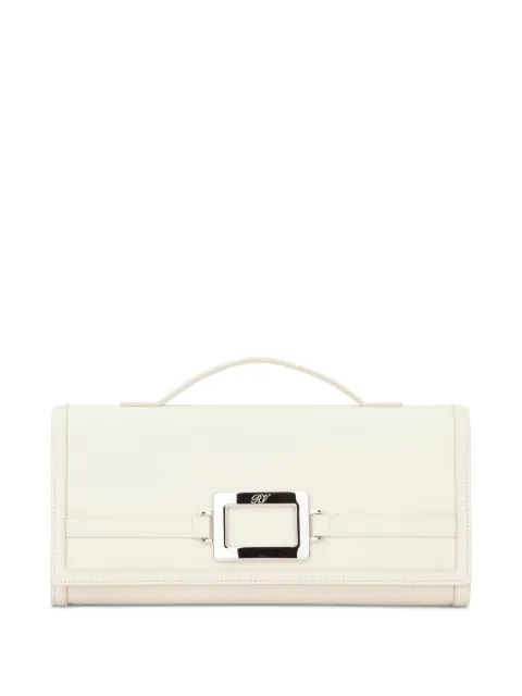 Roger Vivier Belle Vivier leather clutch bag White RBWAORC2202QV7