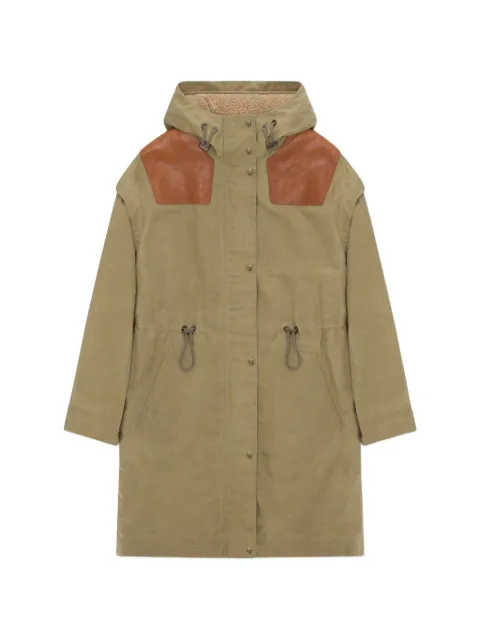 Fortela Faith leather-inserts parka coat Neutrals WFAITHGE001OLI