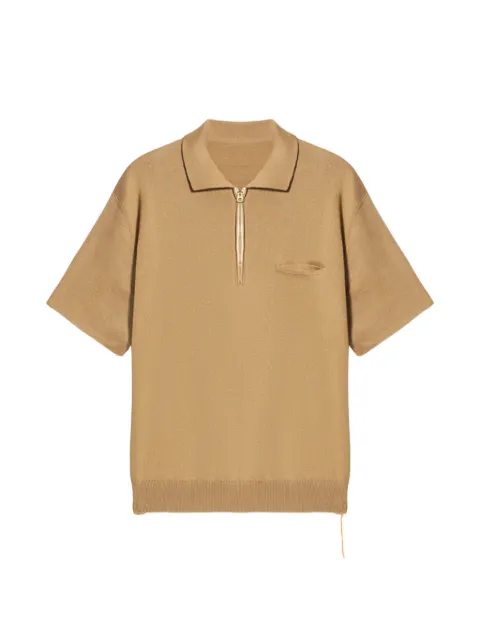 Fortela Laight zip front-pocket polo shirt Neutrals LAIGHT99500CAM