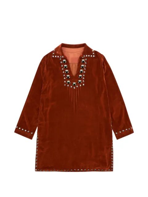 Fortela studded velvet blouse Brown WGIPSYTL001RST