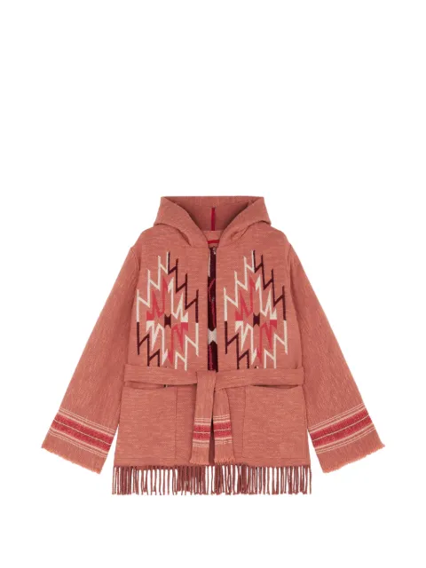 Fortela fringed-hem hooded cardigan Pink WFELIPABC468MIX