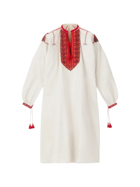 Fortela Afra embroidered midi dress Neutrals WAFRACM002OFF