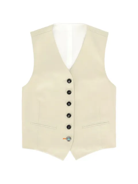Fortela Demi button satin waistcoat Neutrals WDEMIFB076CAM