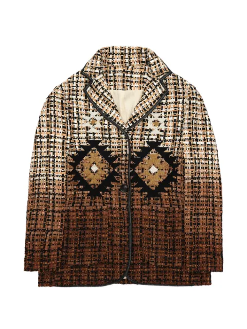 Fortela Brunor leather-trim patterned blazer Brown WBRUNORCM503BRW