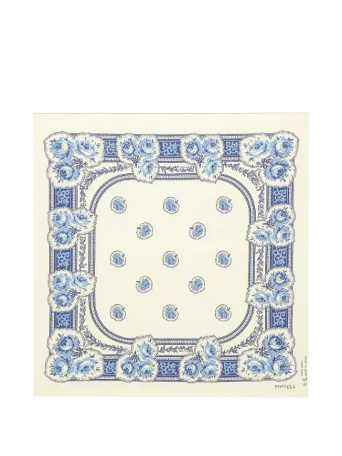 Fortela floral -print cotton bandana Neutrals BANDANABLUEROSECRE