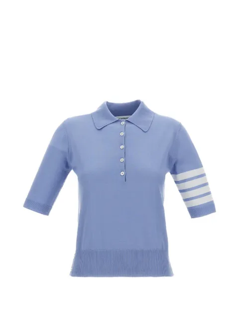 Thom Browne striped-detail polo shirt Blue FKP053AY1014
