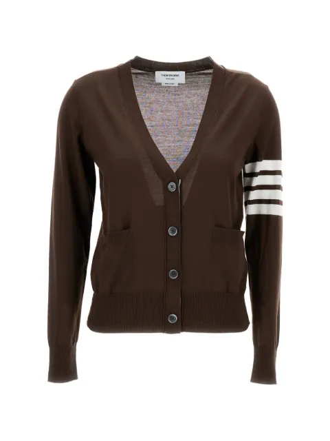 Thom Browne stripe-detail V-neck cardigan Brown FKC334AY1014