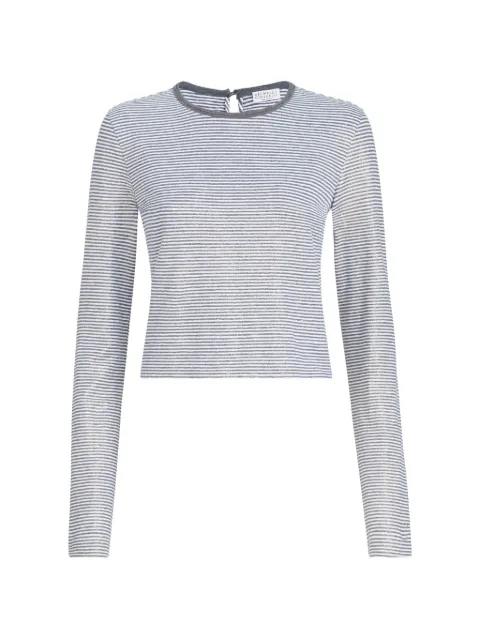 Brunello Cucinelli striped-pattern lamé top Blue MQ977DU520C2097