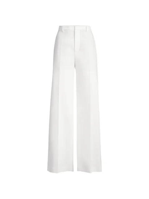 Brunello Cucinelli cotton and paper yarn diagonal loose flared trousers with monili White ML120P9064C600