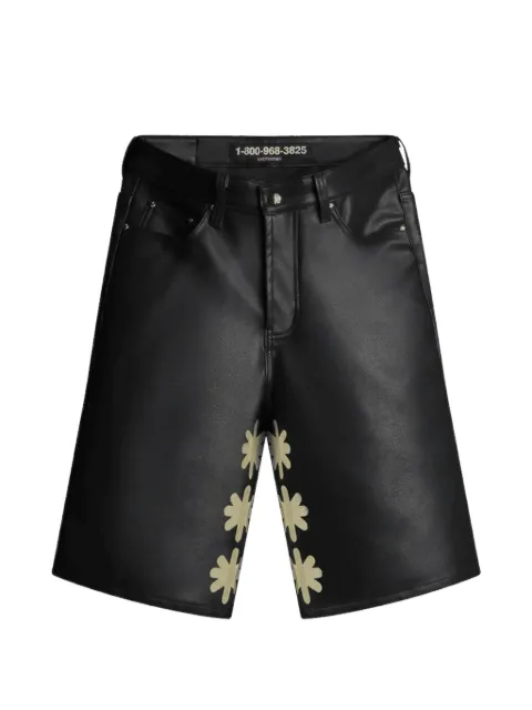 LOSTSHDWS floral-detail leather shorts Black 10058655