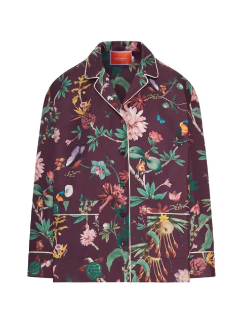 La DoubleJ floral-print contrast-trim shirt Red SHI0077SIL001ZOF02