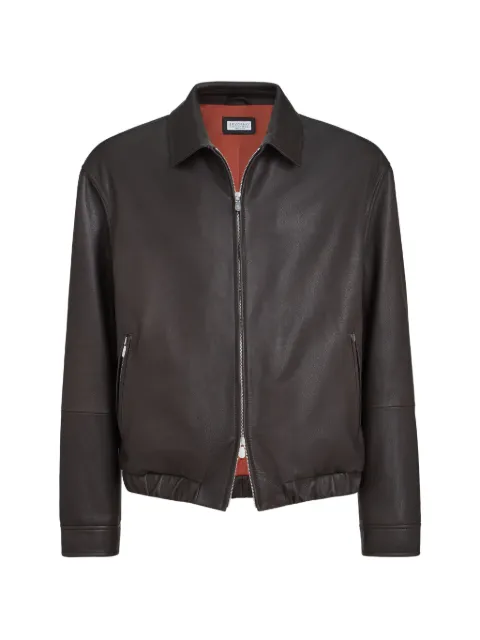 Brunello Cucinelli leather jacket Brown MPMAH2071CNK06
