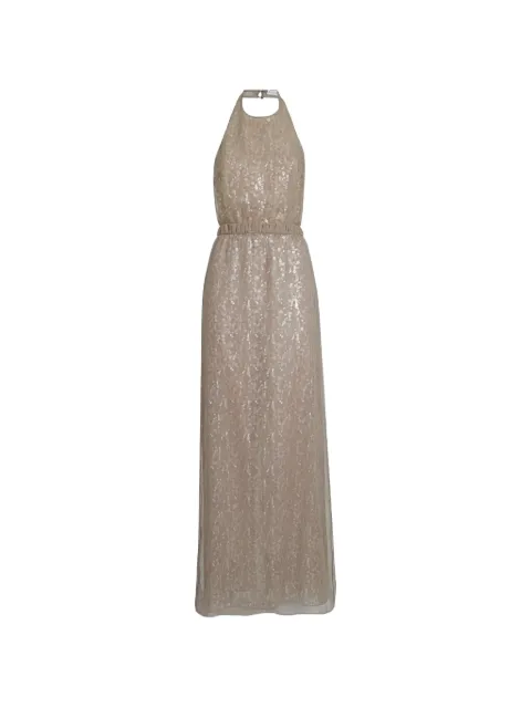 Brunello Cucinelli halterneck embelished maxi dress Neutrals MF940AHQ31C8909