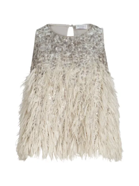 Brunello Cucinelli sequin-embellished top Grey MQ985HW600C9593