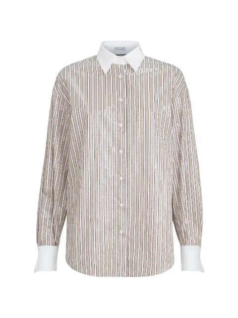 Brunello Cucinelli stripes collared cotton shirt Neutrals MH749MX306C002