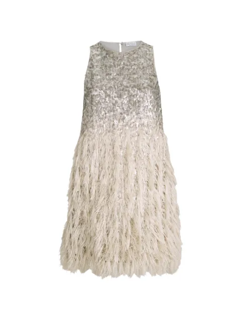 Brunello Cucinelli dazzling dégradé mini dress in cotton and silk fil coupé Grey MQ985AHW61C9593