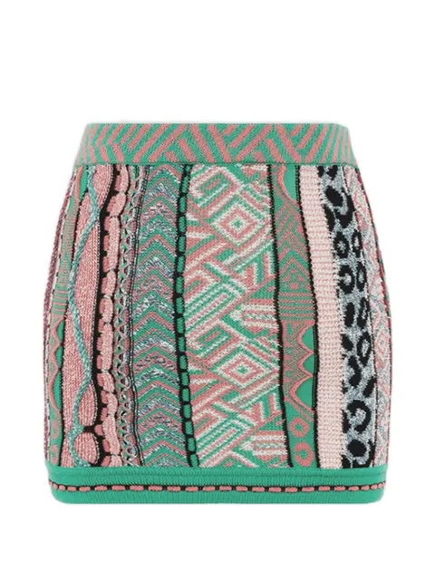 Laneus patterned knit mini skirt Green S6LAWOKK165