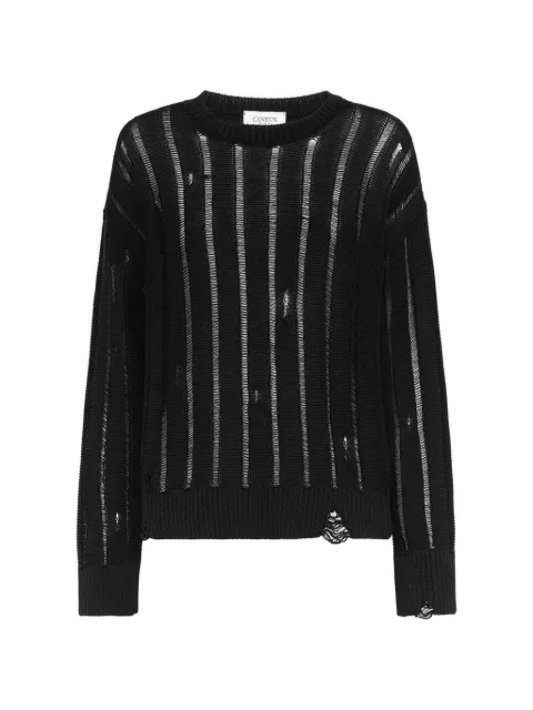 Laneus distressed crew-neck sweater Black S6LAWOKN159