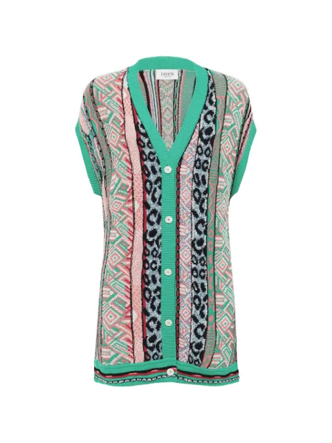 Laneus patterned V-neck cardigan Green S6LAWOCA202