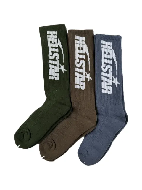 HELLSTAR logo-detail socks (set of three) Green HSR142