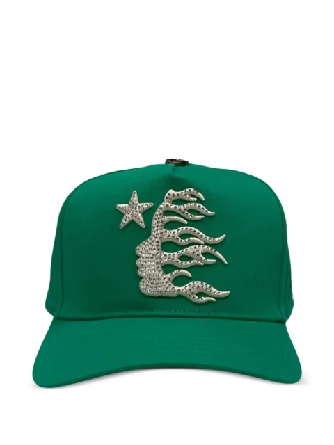 HELLSTAR rhinestone snapback hat Green HSR143