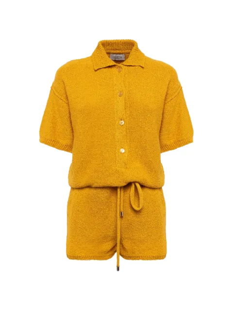 Laneus button-front knitted playsuit Yellow S6LAWOKM116