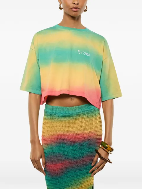 Laneus tie-dye cropped T-shirt Green S6LAWOTH208