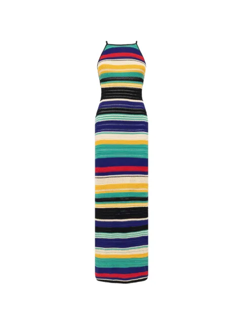 Laneus striped-pattern knitted dress Blue S6LAWOKD153
