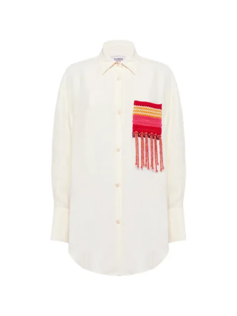 Laneus fringed-pocket shirt Neutrals S6LAWOSI181