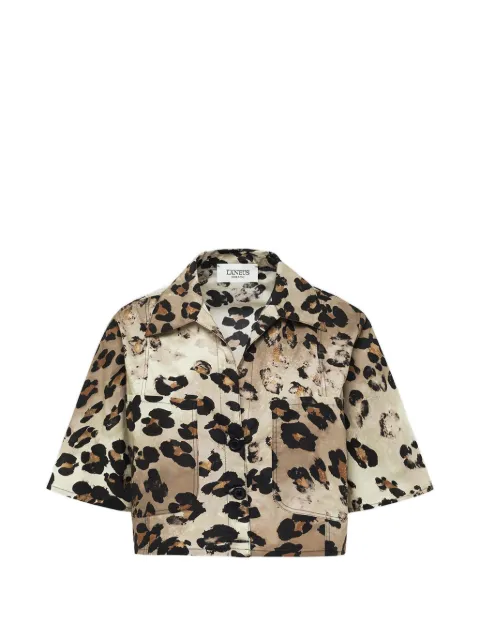 Laneus leopard-print patch-pocket shirt Neutrals S6LAWOSI192