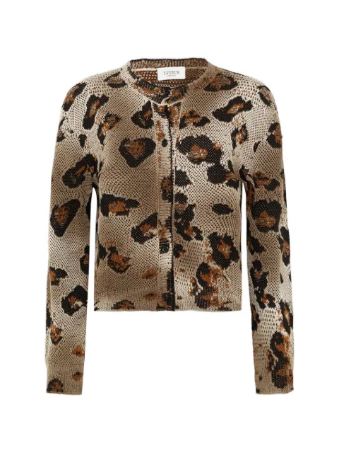 Laneus leopard-pattern cardigan Neutrals S6LAWOCA139