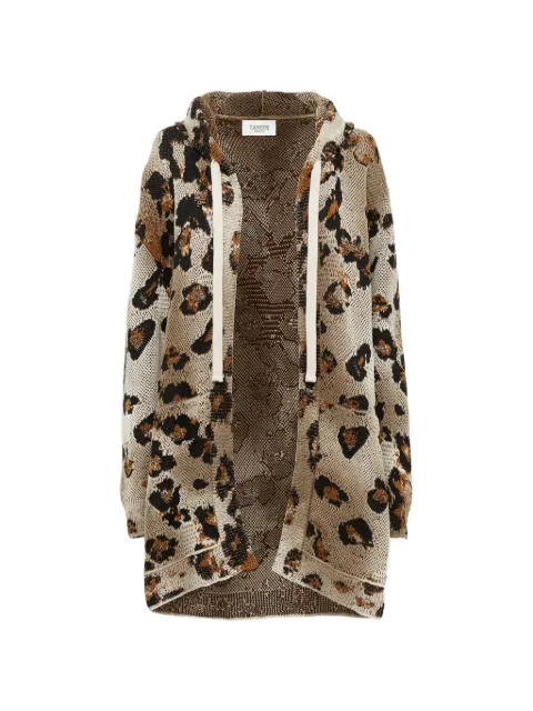 Laneus hooded leopard-print cardigan Neutrals S6LAWOCA140