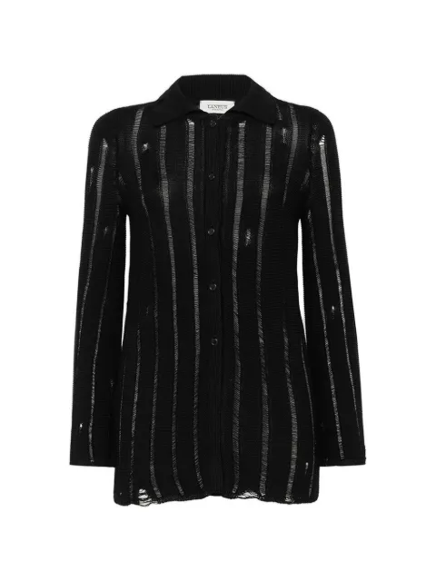 Laneus distressed knitted cardigan Black S6LAWOCA160