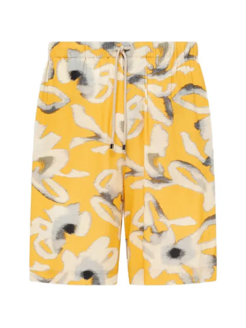 Laneus drawstring-fastening floral-print shorts Yellow S6LAMASH096