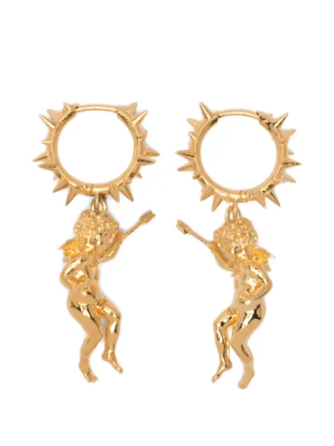 LEONARDO VALENTINI spiked angel charm earrings Gold BRTBJX05