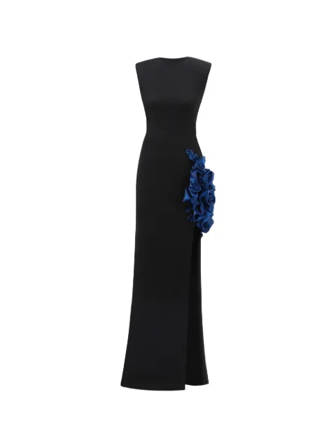 Gemy Maalouf floral slim-cut maxi dress Black GMPF247320LD