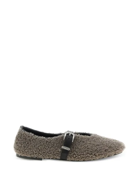 Kate Cate shearling buckle ballet flats Grey BLRKC090SHGSBK