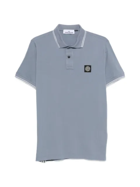 Stone Island 2200010 organic cotton piqué with stretch slim-fit short-sleeve polo shirt with Compass patch Blue L1S152200010S0018