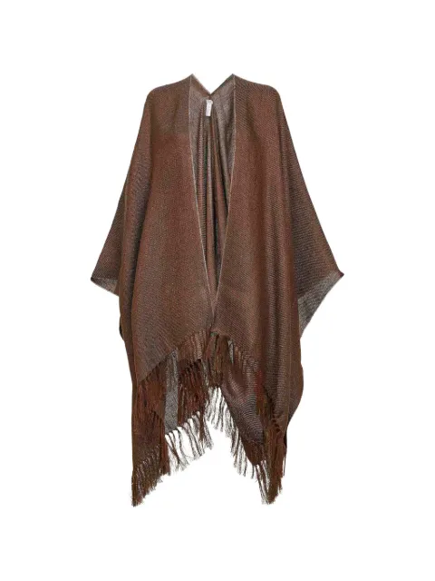 Brunello Cucinelli fringed-hem poncho Brown MSCDAGP08CWG19
