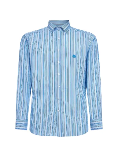 ETRO striped-pattern logo-embroidered shirt Blue MRIB000299TR590