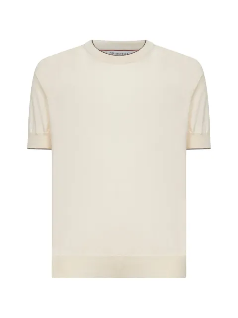 Brunello Cucinelli ribbed short-sleeves T-shirt Neutrals M29805200CSG56