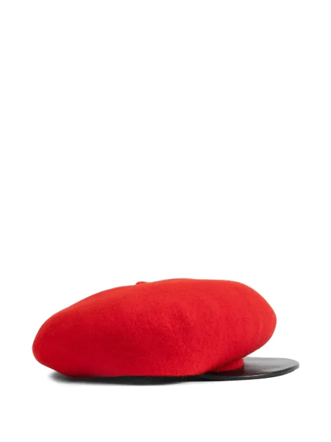 Valentino Garavani VLogo Signature wool cap with leather visor Red YHQ00CQFF