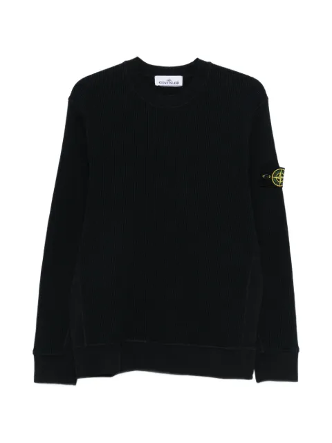 Stone Island logo-patch waffle-knit sweater Black L1S156100056S0044