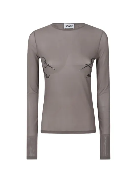 Jean Paul Gaultier sequin-embellishment T-shirt Grey WTO433M016