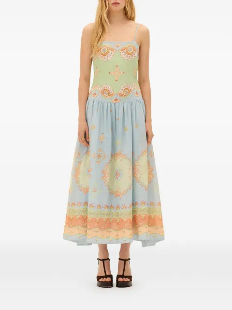 KATE FORD Matthiola waisted printed dress Blue MAD1799