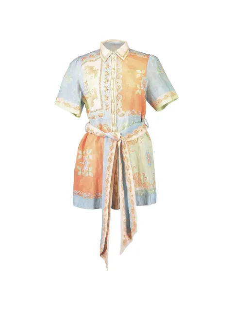 KATE FORD floral print belted shirt dress Blue MAD1798MULTI