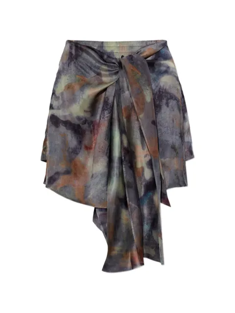 Diesel knotted skort in printed satin Grey A212250DMBN