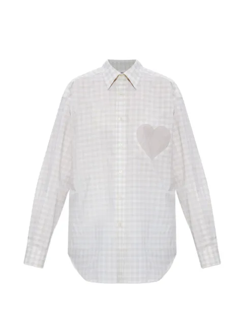 Moschino heart-motif check-pattern shirt Neutrals 261EA02050536